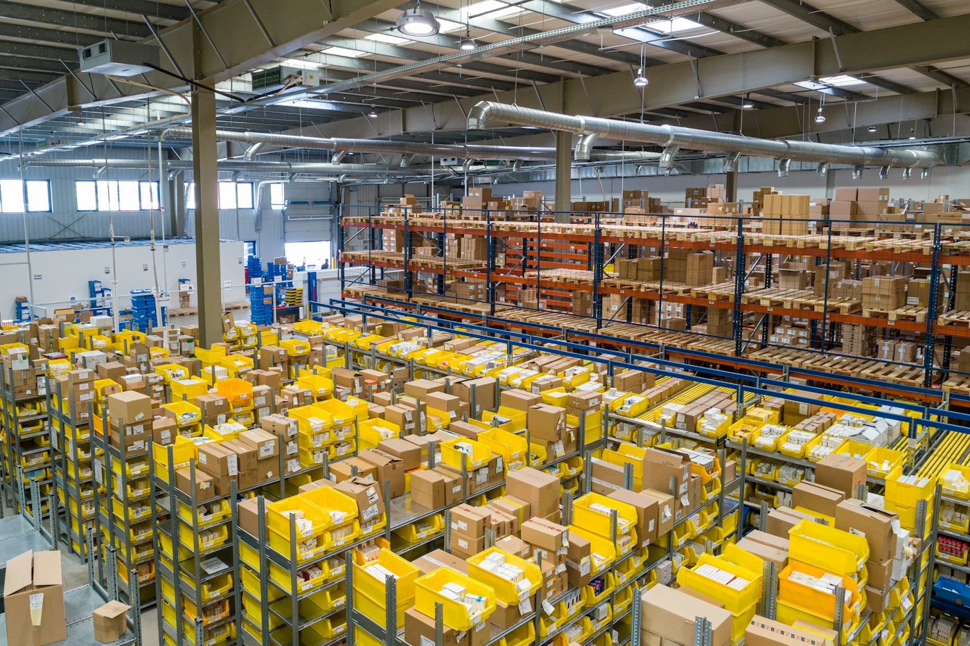 Goods organized for transport in a logistics facility